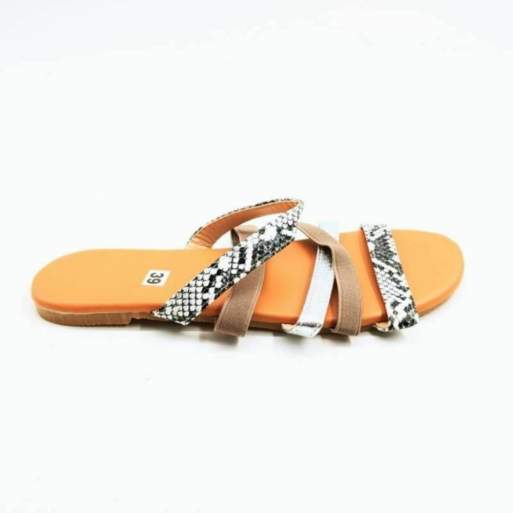 Womens Strappy Sandals Multicolor‎ Gray Snake New